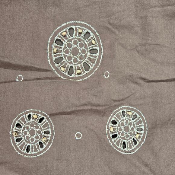 Ann Taylor Loft Cotton‎ Metallic Skirt Brown Embroidered Beaded Scalloped Hem 8 - Picture 8 of 10